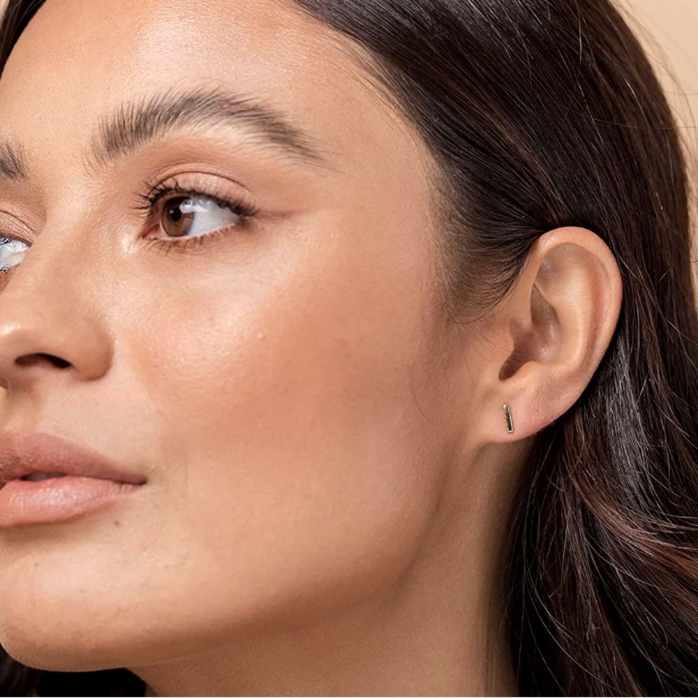 14K Gold Bar Earrings